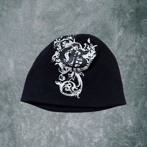 Vintage Y2K Guess Affliction Style Black and White Beanie Size Adult Small